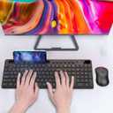 Wireless Keyboard and Mouse Combo, MARVO 2.4G Ergonomic Wireless Computer Keyboard with Phone Tablet Holder, Silent Mouse with 6 Button, Compatible with MacBook, Windows (Black)