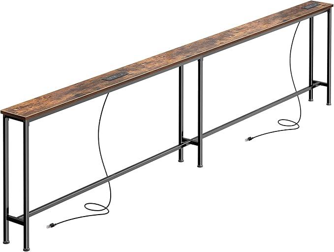 SUPERJARE 102 Inch Sofa Table with 2 Power Outlets and USB-C Ports
5.9 Inch Narrow Console Table with Storage, Extra-Long, for Entryway Hallway Couch Behind Sofa, Small Spaces, Rustic Brown