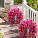 Faux Bougainvillea Artificial Flowers Plants for Outdoors Outside Decoration, 2pcs Fake Flowers Silk Long Trailing Vines UV Resistant Realistic for Front Door Porch Planter Urn Patio Balcony Yard, Mix