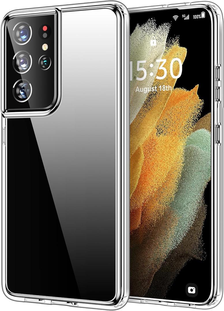 HOOMIL Case for Samsung Galaxy S21 Ultra (ONLY 6.8-Inch), Non-Yellowing, Drop Protection, Anti-Scratch Transparent Hard Back Phone Cover - Crystal Clear