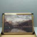 Vintage Landscape Wall Art Gold Framed Fall Lake Pictures Decor 16x24 Inch