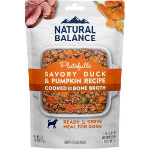 Natural Balance Platefulls Homestyle Adult Wet Dog Food, Savory Duck & Pumpkin Recipe Cooked in Bone Broth, 9 Ounce (Pack of 12)