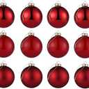AOMOONOA Red Glass Christmas Ball Ornaments, 2.36” Christmas Hanging Ornaments Set of 11 Xmas Baubles for Holiday Party Xmas Tree Decorations Gifts