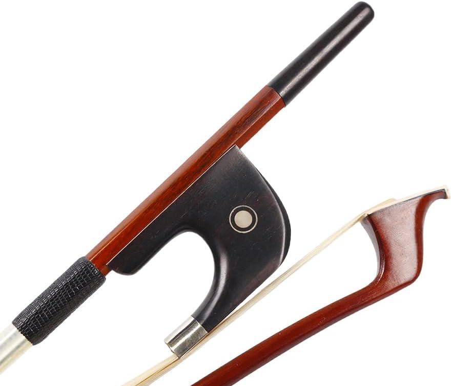 Brazilwood Upright Double Bass Bow High-Handle with Horsehair, Silver-wrappe and Black Leather Well Balanced Loudfor Beginner Strong and Great Bounce Warm Clear Tone (4/4size18, brown15)