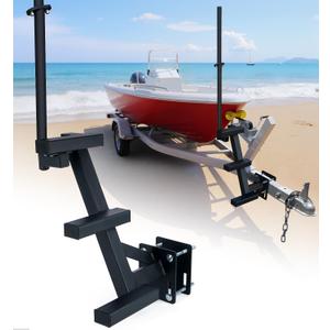 Boat Trailer Steps with Handrail Heavy-Duty Boat Boarding Step Ladder for The Tongue, Side Mount Non Slip 3 Steps