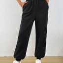Trendy Queen Womens Sweatpants Baggy Athletic Joggers with Pockets Lounge Pants (Black, S)