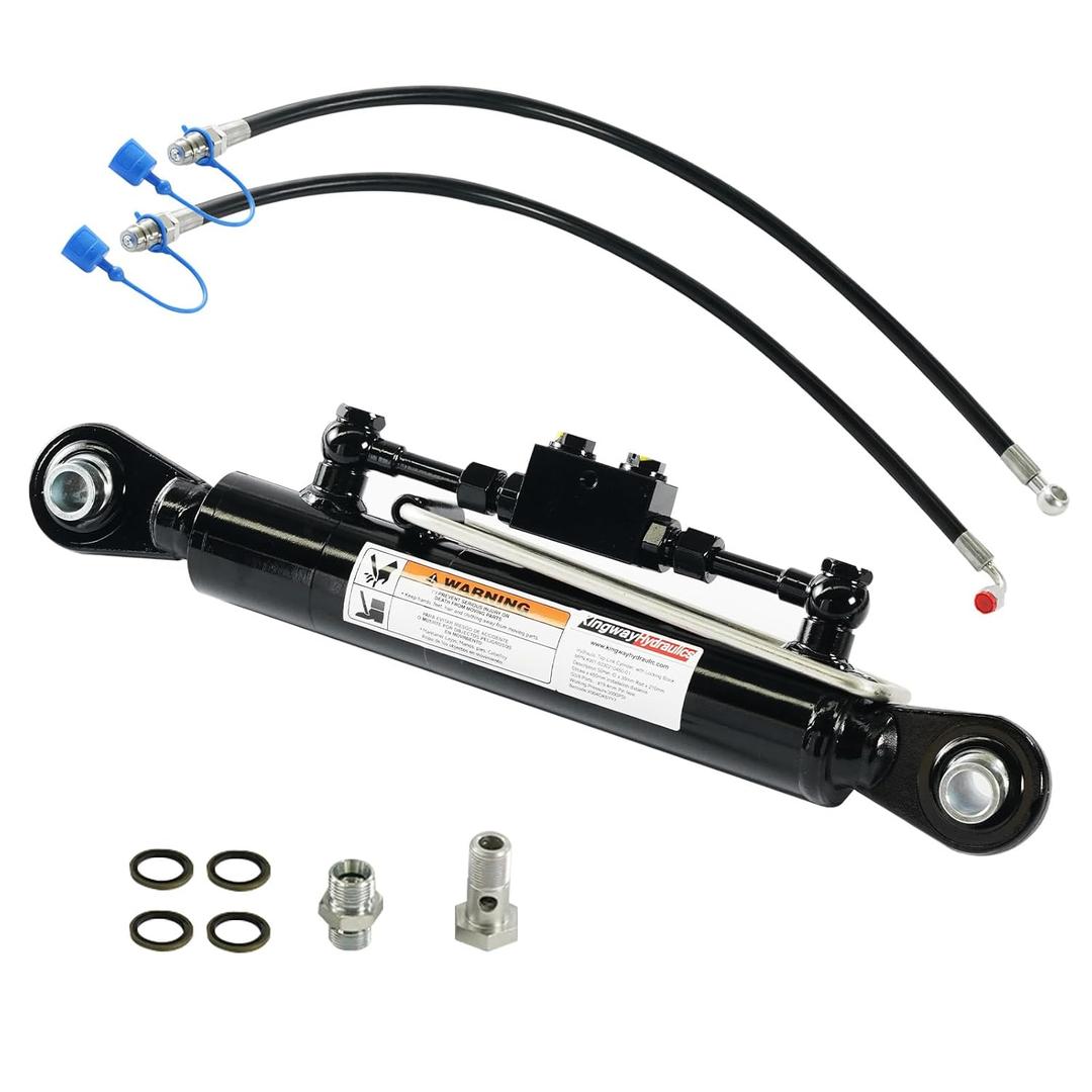 Kingway Hydraulic Top Link Cat. 1-1 with Locking Block Min. 18 1/8 Max. 26 3/8 with 2 x Hoses Stroke. 8 1/4" - 7200 lbs Push Force, 4600 lbs Pull Force, Dual Check Valves