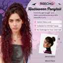 REECHO Ponytail Extension 30" Long Claw Clip Ponytail Extension Curly Wavy Pony Tails Hair Extensions Synthetic Hairpiece for Halloween Cosplay, Burgundy