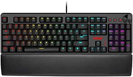 RedThunder K55 Mechanical Gaming Keyboard, Quiet Red Switch, Chroma RGB Lighting, Soft Leather Wrist-Rest, Standard Full Size Wired Keyboard with Dedicated Media Keys & Dial for PC