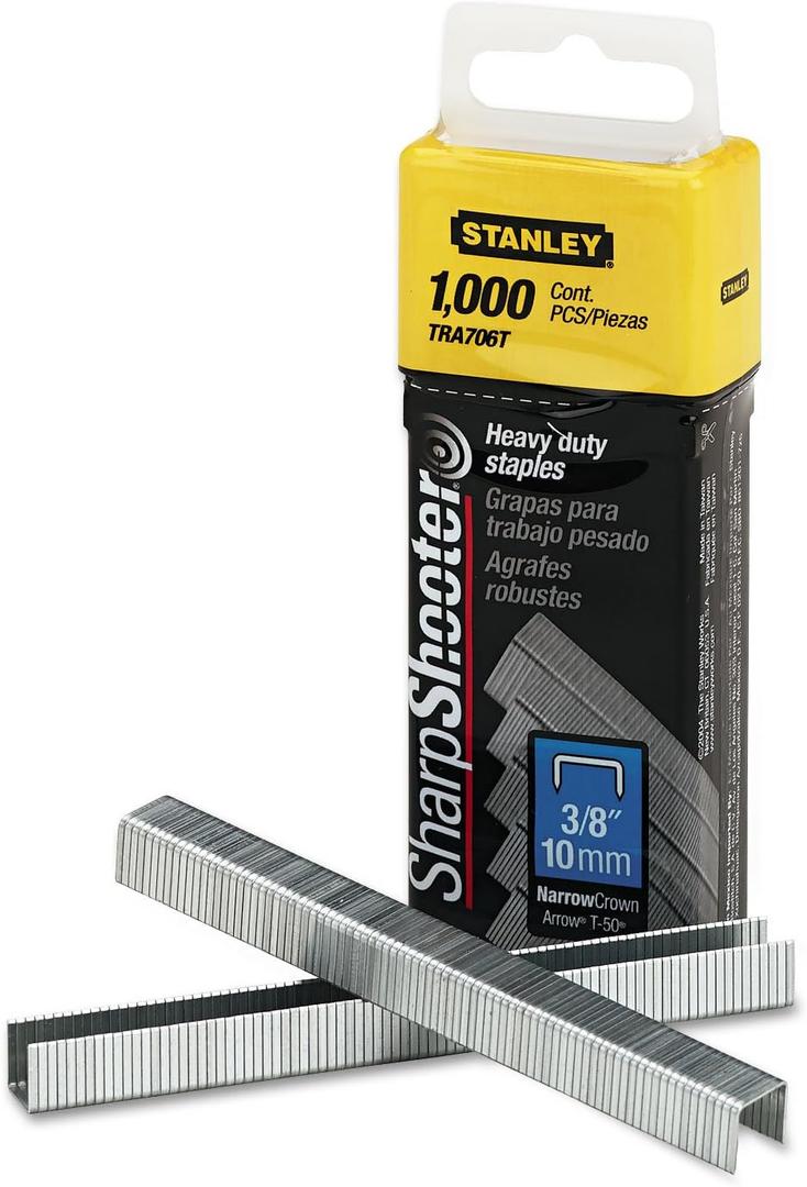 Stanley TRA706T Sharpshooter Heavy-Duty Tacker Staples, 3/8-Inch Leg Length, 1000/Box