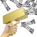 Super Money Guns Paper Playing Spary Money Make it Rain , Handheld Cash Fake Bill Dispenser Money Shooter Toy(Metallic Gold)