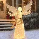 Bshine Outdoor Christmas Angel Decorations Christmas Glittering 5.5FT Angel with Wing & Lights Outdoor Holiday Decorations Lighted Decoration for Yard Patio Lawn Garden