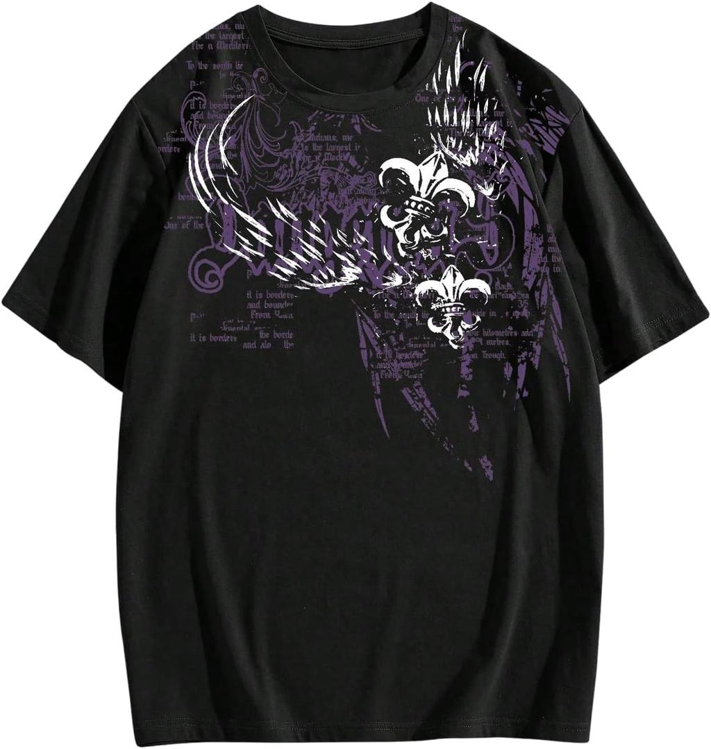 SOLY HUX Men's Graphic T Shirts Short Sleeve Crew Neck Tees Gothic Tops Streetwear (M)