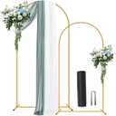Nisoger Metal Arch Backdrop Stand Set of 2 Gold Arch Backdrop Stand 6FT, 7.2FT for Party Wedding Ceremony Baby Shower Birthday Floral Balloon Decoration