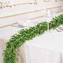 Vlorart 6FT Artificial Boxwood Garland, Faux Vines Hanging Plant Greenery Garland for Wedding Backdrop Arch Wall Farmhouse Party Decor, UV Protected Indoor Outdoor Use