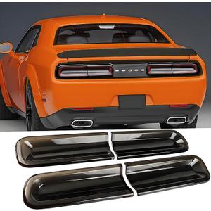 Tail Light Covers Guards Compatible with Dodge Challenger 2015-2023 GT/RT/Scat Pack/SRT 392/ Hellcat/SXT, Smoked Black Rear Light Protective Cover Guards Trim Set Exterior Accessories