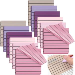 Yinder 24 Pack 720 Sheets Transparent Sticky Notes Translucent Clear Lined Self Sticky Notes for Bible Tabs, Book Tabs, Office School Supplies(3 x 3 Inch,Purple Colors)