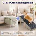 2-in-1 Foldable Ottoman Dog Ramp for Couch and Bed, 17.13" H