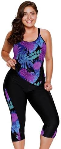 LALAGEN Womens Plus Size Swimsuits 2025 Modest Rash Guard Capris Tankini Bathing Suits Two Piece Bathing Suit Swimwear XL
