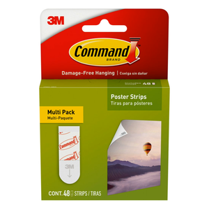 Command Poster Strips, 48Command Strips Damage-Free Hanging Poster Hangers, No Tools Great for Home, Room, Wall, and Office Decor, White Adhesive Command Poster Strips, 48Command Strips Damage-Free Hanging Poster Hangers, No Tools Great for Home, Room, Wall, and Office Decor, White Adhesive