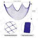 ZUEXT Dark Blue Decorative Fishing Net 80x40 Inch, 2PCS Picture Fish Net, Mermaid Net Cotton Fishnet Wall Hanging Decor for Hawaiian Nautical Beach Party, Fishnet Photo Display Sea Themed FishNet