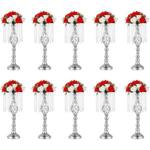Silver Vases Sets for Table: 19.3in Wedding Centerpiece, Set of 10