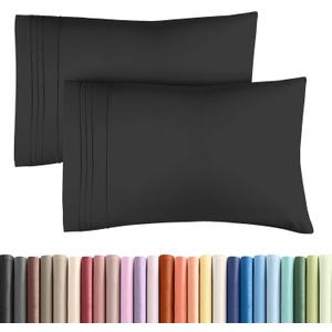 King Pillow Cases Set of 2 - Ultra Soft Hotel Quality Pillowcase Covers - Comfy, Cozy & Wrinkle Free - Shrinkage, Stain and Fade Resistant - Machine Washable Pillow Protectors - 2 Piece Set - Black