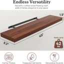 Floating Shelves for Wall, 9.3" Deep Wall Mounted Wood Shelves for Bathroom, Bedroom, Living Room, Kitchen, Hanging Shelf for Books/Storage/Room Decor (Walnut, 40"), 40" Set of 2