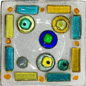 LADY&HOME Glass Decorative Jewelry Tray,Fused Art Glass Silver Foil Trinket Dish for Earrings,Necklace,Keys,Birthday Mother's Day Christmas Gifts for Women (Eyes)