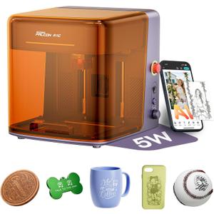 Creality Falcon A1C 5W AI Laser Engraver with AI Camera, Interchangeable Laser Platform, Class 1 Laser Engraving Machine with Auto Focus, 0.1mm Positioning, 15,000mm/min for Wood, Leather &DIY Crafts