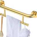 Brushed Gold Grab bar 17 inch - 1.25 Diameter, Zepolu 2-in-1 Bath Towel Bars for Bathroom, Stainless Steel Safety Assist Bar Balanced Support Handle, Wall Mounted Towel Grab Bars for Senior Handicap