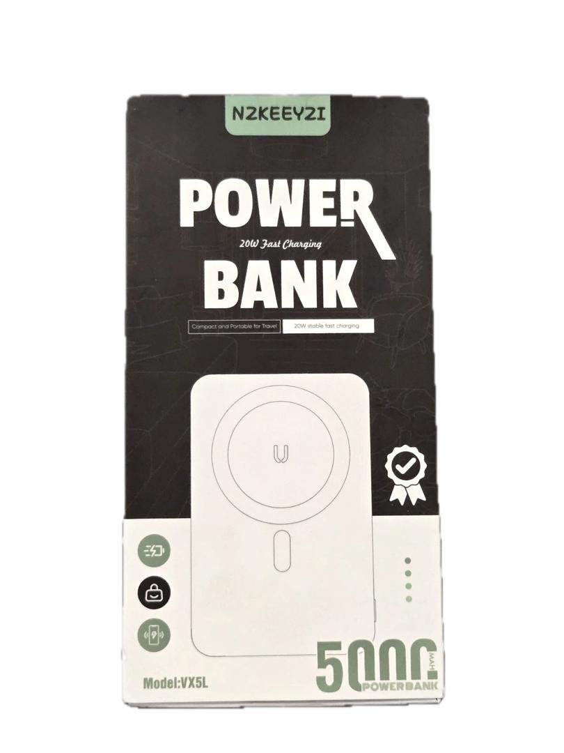 NZKEEYZI Power Bank VX5L, 0.3" Ultra Slim 5000mAh MagSafe Portable Charger 20W