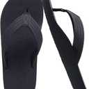 Mens Rubber Flip Flops with Comfortable Arch Support Summer Beach, Dull Black, 11