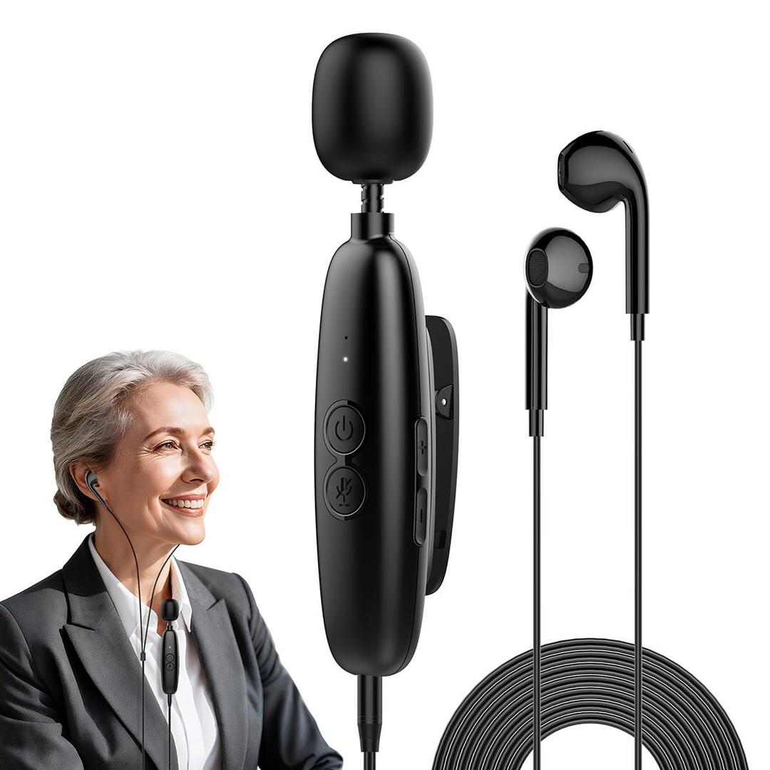 IceHeat Sound Amplifier for Seniors, Features Automatic Noise Reduction to Enhance Voices, Howling Suppression, Instant on-and-use Operation, and 7-Button Volume Adjustment (Jet black)