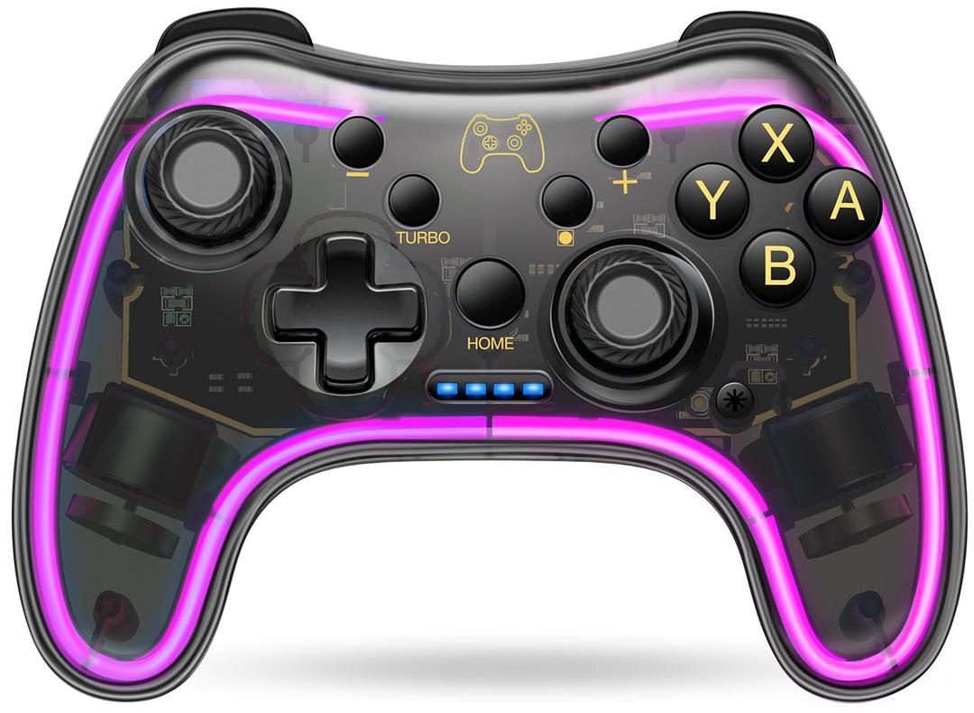 ELISWEEN Switch Controller for Nintendo Switch/OLED/Lite, Replacement for Nintendo Switch Pro Controller Support PC & Android/iOS with Cool RGB LED, Wireless Switch Controller with Turbo,Vibration (Dark Brown Light) ELISWEEN Switch Controller for Nintendo Switch/OLED/Lite, Replacement for Nintendo Switch Pro Controller Support PC & Android/iOS with Cool RGB LED, Wireless Switch Controller with Turbo,Vibration (Dark Brown Light)