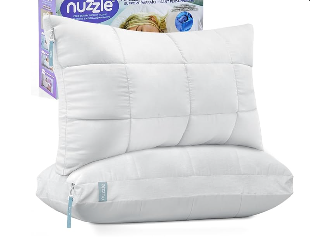 Nuzzle Pillows Standard Size Set of 2 Cooling Adjustable Pillows for Side Sleepers, Luxury Hotel Collection Bed Pillows  Best Adjust Height Soft Firm Pillows for Back, Stomach and Side Sleepers (White)