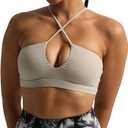 Aoxjox Women's Workout Sports Bras Jamie Deep V Fitness Backless Padded Training Gym Bra Yoga Crop Tank Top, Size XL