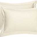 Cotton Metrics Heavy Quality Standard Pillow Shams Set of 2 Ivory 600TC 100% Organic Cotton Ivory Pillow Shams Standard Size 20X26 Decorative Pillow Cover with 2 Inch Flang