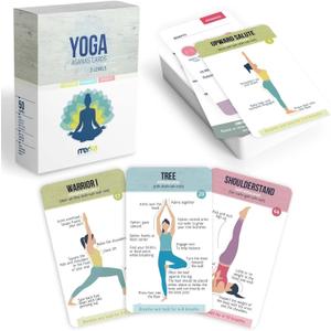 merka Yoga Cards Flashcard Deck - 50 Plastic Cards, One Size - 45 Asanas & Sanskrit Names - Yoga Gifts for Women