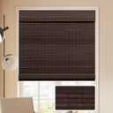 LUCKUP Cordless Bamboo Roman Blinds Shades for Indoor Windows-Blackout Room Darkening Roman Blinds with 6" Valance Cover Enhanced Privacy, 26" W x 64" H