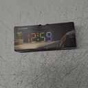 Peakeep Small Tiny Digital Alarm Clock Plug in for Kids Bedroom Bedside Nightstand, RGB Colorful Changing Large Display for Travel, Dimmable 6 Brightness, Corded Electric Battery Backup (Black - RGB)