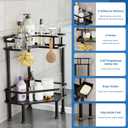 FJNATINH Corner Shower Caddy - 2 Tier Bathroom Counter Organizer Corner Shelf Metal Floor Corner Shower Stand Rack for Bathroom Vanity Organizers and Storage Kitchen Counter Shelf Organizer (Black)