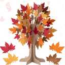 Cheerland Tree of Life Centerpiece 3D Table Decor Autumn Fall Thankful Tree for Thanksgiving Harvest Rustic Woodland Party Supplies Yellow, Orange, Red Leaves Dcor Arrangements Displays