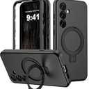 Designed for Samsung Galaxy S25 Case with Magnetic Ring Stand [Compatible with Mag-Safe][Military Grade Drop Protection][Build in Kickstand] Galaxy S25 Phone Case 6.2",Black