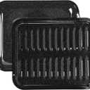 Broiler Pan for Oven 16.75"13" Non-Stick Porcelain Coated 2-Piece Set, Broiling Pan for Oven Safe Up to 500F, Drains Fat, Dishwasher Safe Broiler Pans for Steak, Bacon & Vegetable, 16.75 x 13 x 1.5 inches