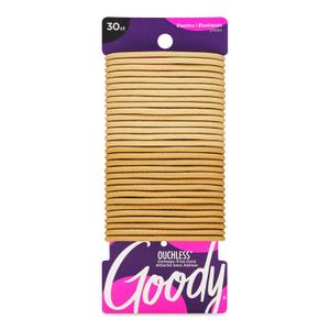 6 x Goody Ouchless Hair Elastics No Pull, No Breakage, Tangle-Free Hold for Thick, Curly, Coily & Textured Hair 30 Count, Blonde, Long-Lasting Ponytail Holders for Women & Men