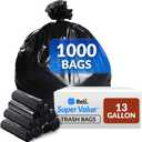 Reli. 13 Gallon Trash Bags | 1000 Bags | Black | Tall Kitchen | Strong | Garbage