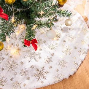 Lanpn Christmas Tree Skirt 60 inch, Xmas Tree Skirt with Snowflake Winter Christmas Tree Mat for Extra Large Artificial Trees Winter Home Party Holiday Indoor Xmas Decor (Gold, 150cm)