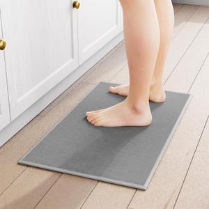 Kitchen Mat 1 PCS, Cushioned Non Slip Rugs for Kitchen Floor, Absorbent Runner Comfort Standing Mats Washable for Kitchen, Office, Home (Grey, 17.3"x30") (17.3"x30", Grey)