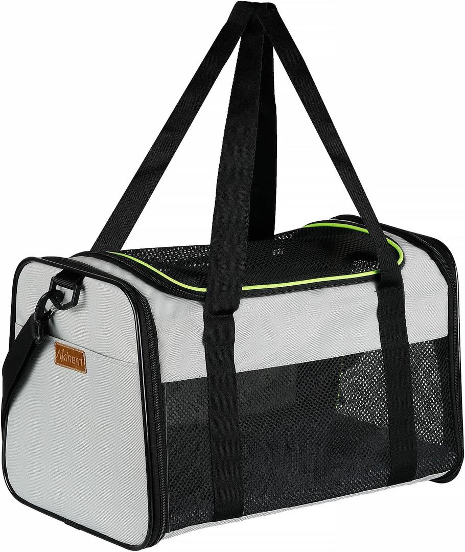 Cat Carrier - Portable Foldable Dog Pet Carrier, Soft-Sided Pet Bag up to 28 Lbs, Airline Approved Travel Puppy Carrier (19.7"L x 12"W x 12"H, Grey)